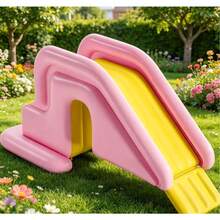 Macaron Pink Yellow Inflatable Slide, One-Touch Inflation, Portable And Easy To Store, Suitable For Pool And Backyard - Pink - View 6