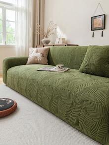 1pc Jacquard Sofa Cover, Plush Fabric Multifunctional Full Coverage Sofa Protector, Holiday Decor Stretch Fitted Sofa Slipcover, Suitable For 1/2/3/4 Seater Combination Sofa And Straight Sofa - Green - View 7