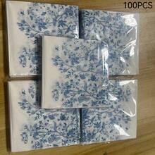 20/40/80/100 piezas/Set, Nuevas servilletas de papel de porcelana azul y blanca con patrón cuadrado, decoración para bodas, cumpleaños, fiestas de té, papel de tejido de doble capa, vajilla para restaurantes, hoteles y fiestas, perfectas para bodas, cumpleaños, fiestas de té, celebraciones, duraderas, de estilo único, para reuniones al aire libre, suaves pañuelos de papel para fiestas - patrón azul y blanco - Ver 15
