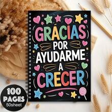 1 Caderno Espiral Interessante em Espanhol "Obrigado por me Ajudar a Crescer" para Professor - Diário de Gratidão com Design de Estrelas Coloridas e Flocos de Neve, Ótimo para Presentes de Formatura, Suprimentos Escolares Positivos, Volta às Aulas, Notas da Faculdade, Caderno Escolar - B - Visão 4