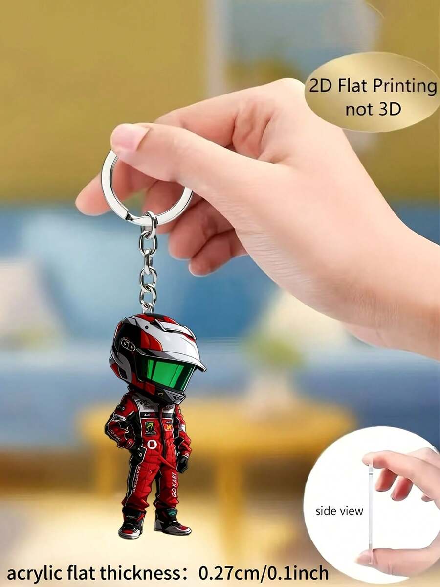 2D Flat Motorcycle Boy Acrylic Keychain, Practical Beautiful Novel Keychain, Key Chain, Holiday Gift Decoration Key Pendant, Car Key Chain, Backpack Wallet Key Chain, Durable Waterproof Fashion Unisex - Multicolor - View 1