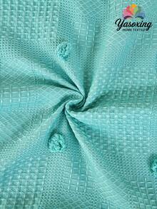 1pc Green Waffle Textured Pom Pom Decorative Pillow Cover (No Insert), Modern Home Decor Pillowcase, Suitable For Sofa, Living Room, Bedroom, Car, Daily Use, High-End Minimalist Design [No Pillow Core] - Green - View 6