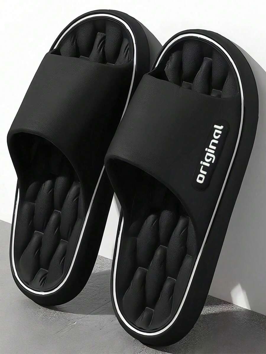 Spring/Summer INS Style Slides, Versatile & Comfortable, Quiet & Wear-Resistant Sole, Essential For Home, Hotel, Office, Outdoor Hiking, Lightweight, Long-Wear Without Foot Fatigue, Unisex - Black - View 1