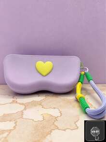 Funda de almacenamiento de gafas de silicona con forma de corazón con cordón tejido a mano, diseño colorido y fresco, material de silicona suave resistente al desgaste y a los arañazos, protección a prueba de polvo y presión para lentes y monturas, bolsa de almacenamiento de gafas portátil y de moda, adecuada para viajes diarios, desplazamientos al aire libre, almacenamiento en el hogar, accesorio de estuche protector de gafas creativo y de alto valor - Ver 9