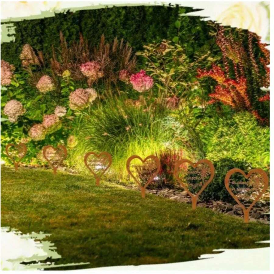 Freistehender Friedhofspfahl für den Außenbereich, 2D herzförmiger Gedenkgrabstein mit Löwenzahnmuster, deutsche Gedenkinschrift, dekoratives Garten- und Friedhofsornament für Halloween-Gedenken - A - Übersicht 1