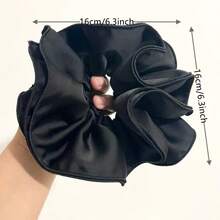 Minimalist French Satin Pleated Ruffle Scrunchie, New Casual Elastic Hair Ties, Solid Color Hair Accessories, Polyester, Suitable For All Seasons - Multicolor - View 7