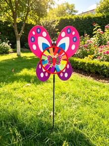 1 pieza Decoración de molino de viento para exteriores, estaca de suelo con forma de mariposa y animal lindo, decoración de molino de viento para jardín y patio, disposición de escena de actividad al aire libre, estatua de estaca de suelo, lindo, animado, interesante, añade vitalidad al jardín, adecuado para jardín, césped, balcón y regalo festivo - K - Ver 5