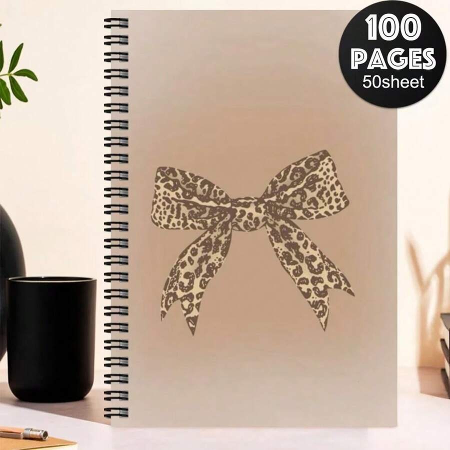 1 pieza Cuaderno espiral con patrón divertido de animales, patrón de lunares, lazo, estampado de leopardo, rayas de cebra, cuaderno de maestro, regalo de vuelta a la escuela, regalo de aprendizaje, cuaderno de viaje, cuaderno de escritura, útiles escolares de oficina, cuaderno para el hogar, organizador personal - H - Ver 1