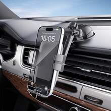 Car Phone Holder, Suction Cup Phone Holder, Compatible With All Smartphones, One-Touch Release, 360° Rotation, Stable Anti-Shake, Suitable For Car Dashboard And Windshield - A - View 2