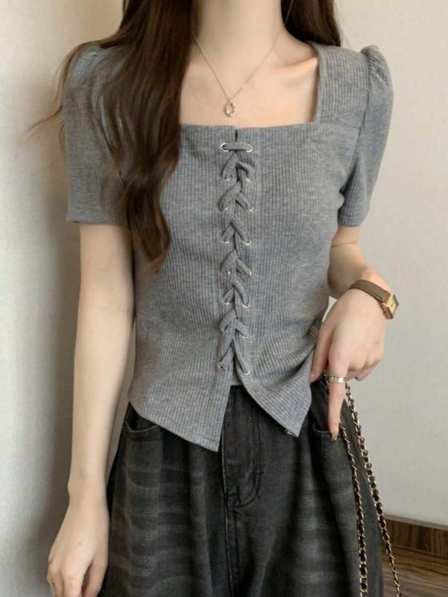 Women Tops - Grey - View 1