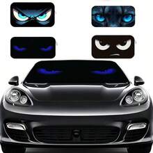 1pc Funny Eye-Shaped Car Sun Visor, Polyester Material Auto Interior UV Protection Sunshade, Easy Installation Fits All Vehicles, Foldable Design For Storage, Cooling & Privacy Protection - Handsome and Cool Blue Eyes - View 2