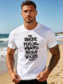 Herren legeres, vielseitiges T-Shirt mit einfarbigem Kurzarm - Bianco - Visualizzare 6