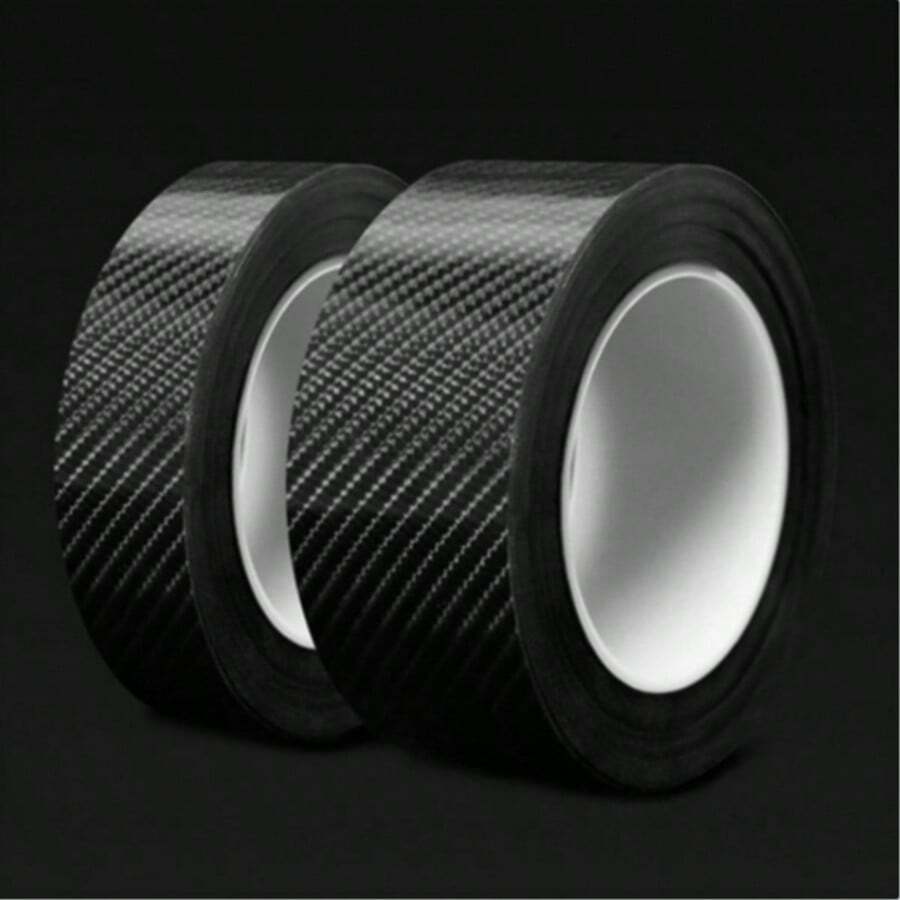 3 Rolls Of Carbon Fiber Car Protective Film – Multi-Functional Adhesive For Car Door Edges, Trunk Lids, Rear Bumpers, Side Mirrors – Waterproof And Vehicle Protection Adhesive Strips. - A - View 1