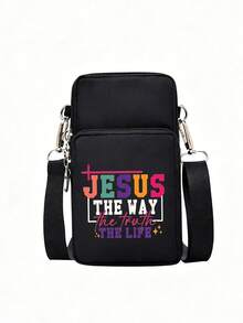 Bolso Bandolera de Exterior con Estampado de la Serie de Jesús, Mini Bolso de Mano para Deportes de Exterior con Jack para Auriculares, Bolso para Teléfono, Bolso para el Brazo, Monedero, Bolso de Hombro, Bolso Bandolera para Teléfono Móvil de Mujer, Correa de Hombro Ajustable, Billetera Vertical con Cadena Dora, Billetera para el Brazo de Deportes de Exterior Incluida Adecuada para Correr, Senderismo y Ciclismo, Regalo Ideal para Amigos, Familia y Amigos,Vuelta al Colegio - Multicolor - Ver 16
