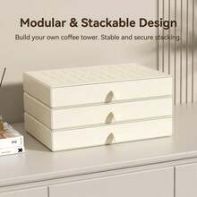 1pc Multifunctional Storage Rack With Pull-Out Organizer Bins, Large Capacity, Easy Access, Strong Load-Bearing, Suitable For Coffee Machine, Coffee Beans And Coffee Capsules Storage - Multicolor - View 2