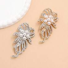1pc Elegant Rhinestone Flower Brooch For Women, Versatile Faux Pearl Corsage, Exquisite Pin For Coat And Sweater Decoration - Gold - View 7