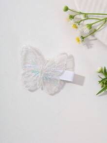 3/6/8入組新款網紗刺繡蝴蝶髮夾，甜美時尚亮片蝴蝶邊緣髮夾，可愛百搭髮飾 - 彩色 - 查看 9