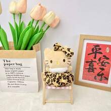 1 Pc Officially Licensed Plush Bag Charm, 4 Leopard Print Outfit Styles, 1pc Soft Polyester Keychain Pendant With Bead Chain, Cute Backpack Accessory, Car Decor & Gift For Fans - Multicolor - View 11
