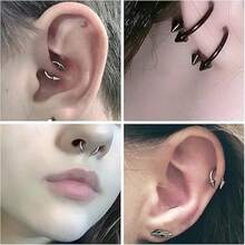 16G 馬蹄環 手術鋼 鼻中隔馬蹄環 耳環 眉環 耳輪環 唇環 Daith Helix 穿刺飾品 男女適用 6-12mm 笑臉穿刺飾品 - 鋼色 - 查看 4