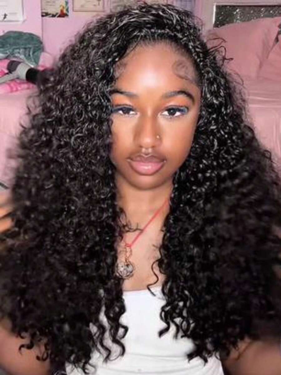 Summer Curl Jerry Curly Human Hair For Women Glueless 3 In 1 Flip Over Half Wig 180 Density Seamless Cap Design Adjustable Straps Easy Install For Daily Wear Beginner Friendly Natural Black For Women - Natural Black - 查看 1