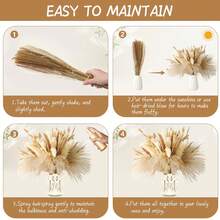 620 PCS Dried Pampas Grass Decor, Dried Flower Bouquets For Wedding, Home, Centerpiece Table, Modern Home, Western Living Room, Nurserie, Nursery, Boho Room, Beach, Women Office, And Boho Decor - Pampas Grass - View 8