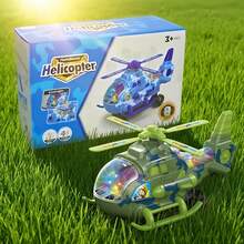 Durable Drop‑Resistant ABS Plastic Army Helicopter Toy With Cool Camouflage Design. Equipped With Colorful Flashing Lights And Rotatable Propellers. Electric Universal Driving Function,  Smooth Edges. Perfect For Boys Aged 3+, Great Gift For Birthdays, Holidays And Back‑To‑School Season. - Green - View 4