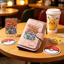 1 chiếc ví trẻ em thời trang bằng PU gấp gọn dung tích lớn Pokemon, ví đựng thẻ thiết kế in đôi hoạt hình Pokemon Starter Trio với hình minh họa Pokemon Starter Trio rực rỡ, lý tưởng cho du lịch ngoài trời và mua sắm, quà tặng lễ thiết thực - QB-A-BKM-05 - Xem 13