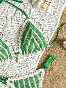 Bikinx Đồ bơi nữ phong cách Bohemian 2025 Back To School, vải vân sọc ren, bikini cúp tam giác kèm quần bơi bèo nhún cho mùa hè - Nhiều màu - Xem 4