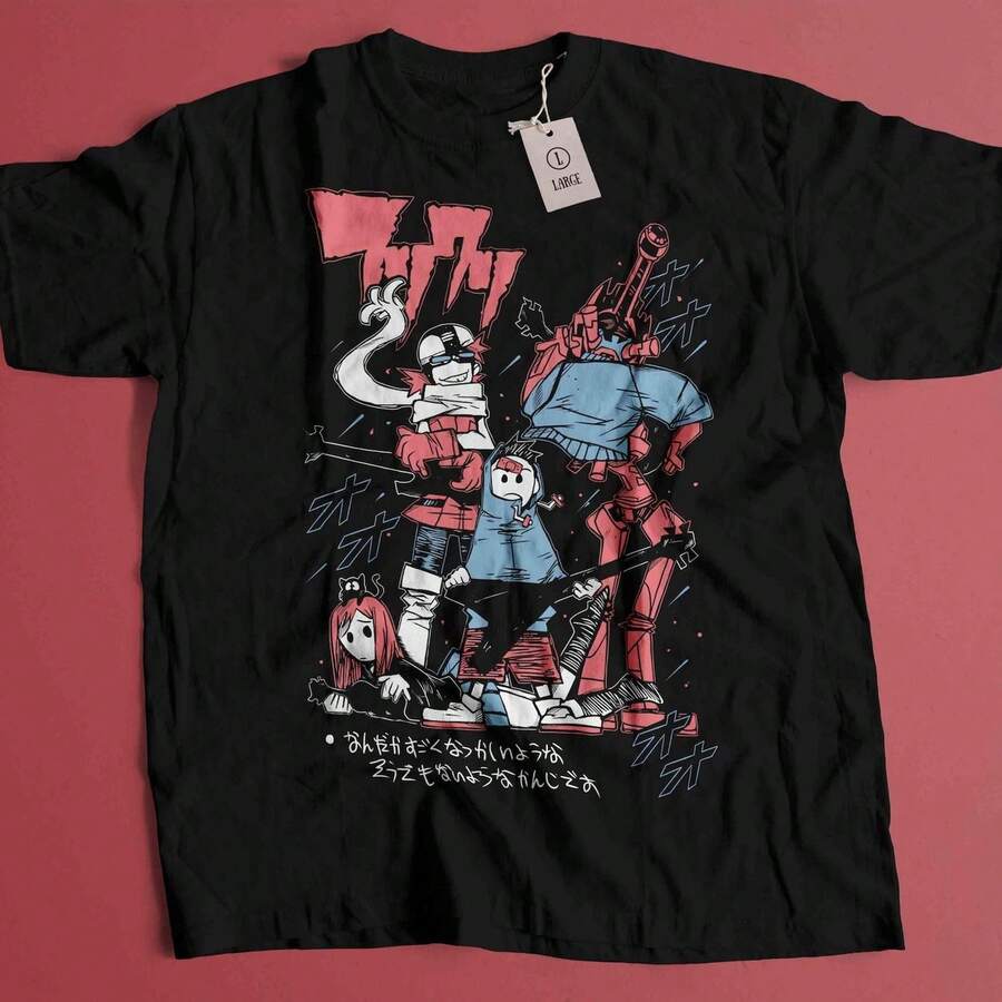 Camiseta con estética anime, camiseta gráfica manga, camiseta urbana chaotic, estilo japonés vintage, regalo unisex para otakus. Camiseta casual unisex de algodón grueso de 220 g, textura suave y tacto agradable, cómoda y respetuosa con la piel. Su estilo clásico y sencillo nunca pasa de moda, ideal para el día a día, el deporte, los viajes, las vacaciones y cualquier ocasión informal. - Negro - Ver 1