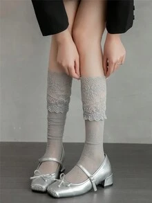 女款蕾絲時尚高筒襪，適合搭配鞋子 - 彩色 - 查看 10