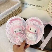 SANRIO 1件 Melody 花卉系列 粉色洋裝 白色洋裝 絨毛娃娃吊飾 女孩愛心生日禮物吊飾鑰匙圈 - 粉色 - 查看 4