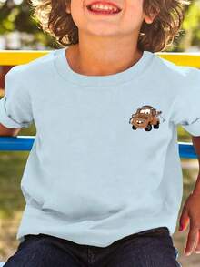 Officially Licensed Disney Pi Xar Cars Kids Cotton T-Shirt, Ultra Comfort Super Soft Tow Mater Print Tee, Doin' Wheel Well Design, 4-12 Years Boys Casual Short Sleeve, Summer Everyday Wear, Relaxed Fit, Stylish & Good-Looking, High Return Rate, Daily Versatile, Commuting First Choice, New Arrival, Express Delivery - Light Blue - View 3