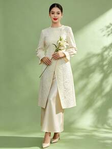 Elegant Long Sleeve Button-Up Blouse For Women, Spring/Summer - Champagne - View 5