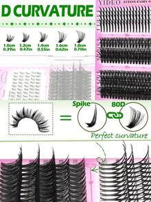 YIDUO 3 Boxes 1686pcs Mixed Cluster Eyelash Extension Set, Fine Large Curl And Lower Lash Volumizing Soft Faux Mink Single Lash, Includes 2x Adhesive, Sealer And Remover, Suitable For Beginner Women Daily Makeup Gift - Multicolor - View 4