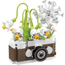 6 Sets Flower Camera Micro Particle Building Blocks Assembly Toy Set, Collectible Cute Camera Miniature Model, Creative Decorative Gift, Suitable For Desktop Display, Photographer Use - Multicolor - View 8