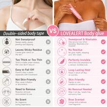 LOVEALERT Summer Essential Body Glue For Clothes - Strong Hold Boob Tape & Fashion Tape Alternative For Strapless Dresses, Bikinis, Wedding & Wigs - Invisible, Sweatproof, Residue-Free Skin Adhesive (Rose Scent) - 0.68 fl oz/20ml - 查看 6