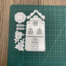 Plantilla de Troquel de Metal para Mini Álbum de Fotos de Casa de Jengibre, Decoración de Scrapbook DIY, Tarjeta de Papel DIY con Relieve - blanco plateado - Ver 4