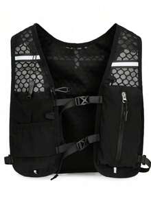Running Hydration Vest, Includes 1 X 500ml Soft Water Flask, Lightweight Hydration Pack, Running Vest - Black - View 5