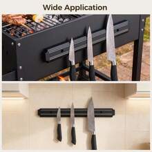 Magnetic Knife Holder,Magnetic Stripe Replacement For Blackstone Griddle, BBQ Tool Holder, Universal Grill Utensil Organizer Rack, Magnetic Knife Bar For Kitchen Tool Holder,Multipurpose. Easy Installation - Black - View 8