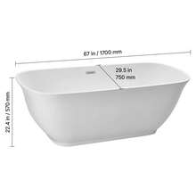 Acrylic Freestanding Bathtub, 67 Inch Contemporary Soaking White Tub With Polished Chrome Overflow And Drain, Elegant Oval Shape Stand Alone Soaker Tub For Modern Bathroom Or Remodel Projects - 67 Inch - View 10