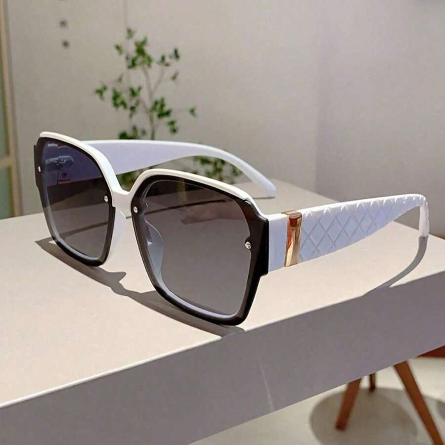 1pc Fashion Diamond Decor White Design Multifunctional Glasses, Suitable For Daily Wear - Multicolor - View 1