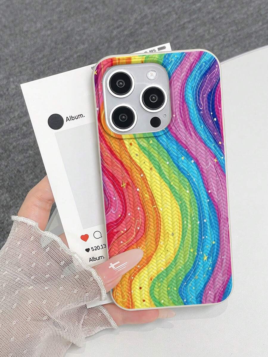 Knitted Texture TPU Coated Phone Case, Compatible With IPhone 7, 7 Plus, 8, 8 Plus, X, XS, XR, XS Max, 11, 11 Pro, 11 Pro Max, 12, 12 Pro, 12 Pro Max, 13, 13 Pro, 13 Pro Max, 14, 14 Pro, 14 Pro Max, 14 Plus, 15, 15 Pro, 15 Plus, 15 Pro Max, 16, 16 Pro, 16 Plus, 16 Pro Max - Multicolor - View 1