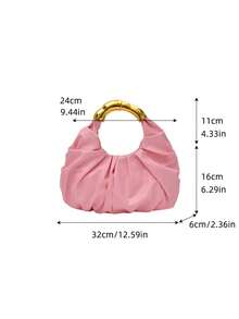 Dedoo New Fashion Multi-Functional Thickened Metal Hardware Pleated Large Capacity Cloud Handbag - Pink - View 3