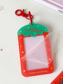 Minimalist Design Cute Cartoon Strawberry 3-Inch Card Holder, K-Pop Fan Hard Card Sleeve, Bus Card Wallet, Student, Office And Daily Decoration Card Holder, Storage Protective Case, Display Bag, Pendant, Idol Photo Card Holder,Back To School - Multicolor - View 6