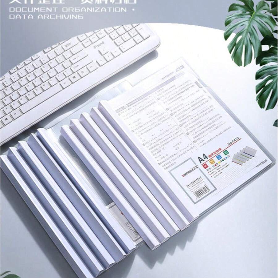 10pcs A4 Transparent Lever Arch File Folders Transparent Document Organizer Office Supplies - A - View 1