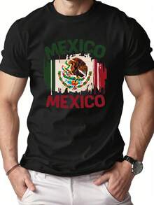 Men's T-Shirt With Mexican Flag Design - 黑色 - 查看 2