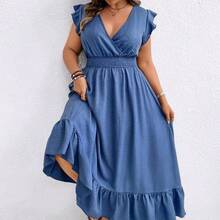 dahkjdgajy Linhara CURVE Vestido de playa bohemio con estampado y espalda descubierta para mujer talla grande, primavera/verano - Albaricoque - Ver 5