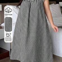 LunaCass8  Plus Camisón holgado de franela con lazo decorativo y solapas anchas para tallas grandes - Blanco y Negro - Ver 1