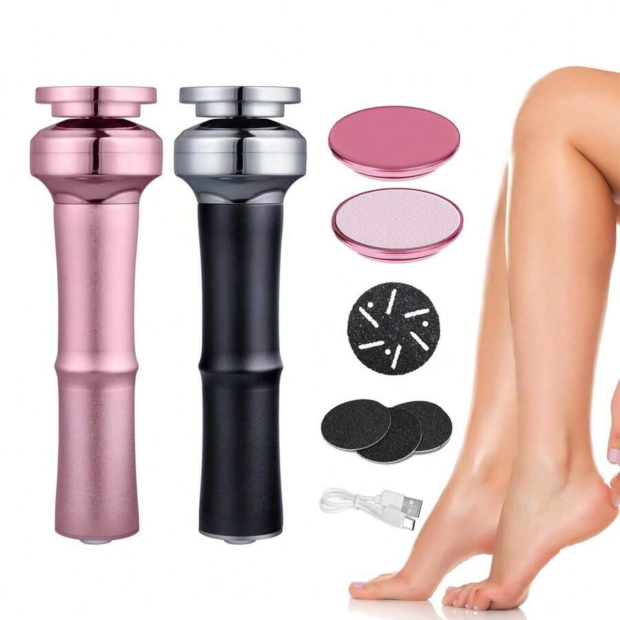 FollowBreak Lime à pieds électrique rechargeable, enlève-callosités portatif sans fil avec 2 têtes de rechange et 3 feuilles de papier de verre, broyeur de pieds multifonctionnel personnel, outil portable pour enlever les callosités pour la maison et le salon de manucure, outil de soin de pédicure pour hommes et femmes - Multicolore - Voir 1