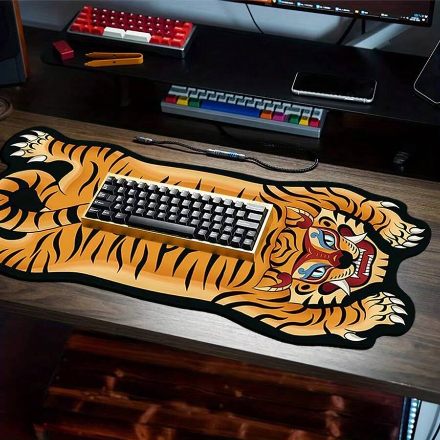 Fierce Tiger Mouse Pad: Creative Shaped Desk Mat Anti-Slip Mat Desktop Carpet Game Handle Desktop Gadget Mouse Pad - View 1